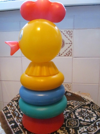 Игрушка СССР- Петушок со съемными цветными кольцами